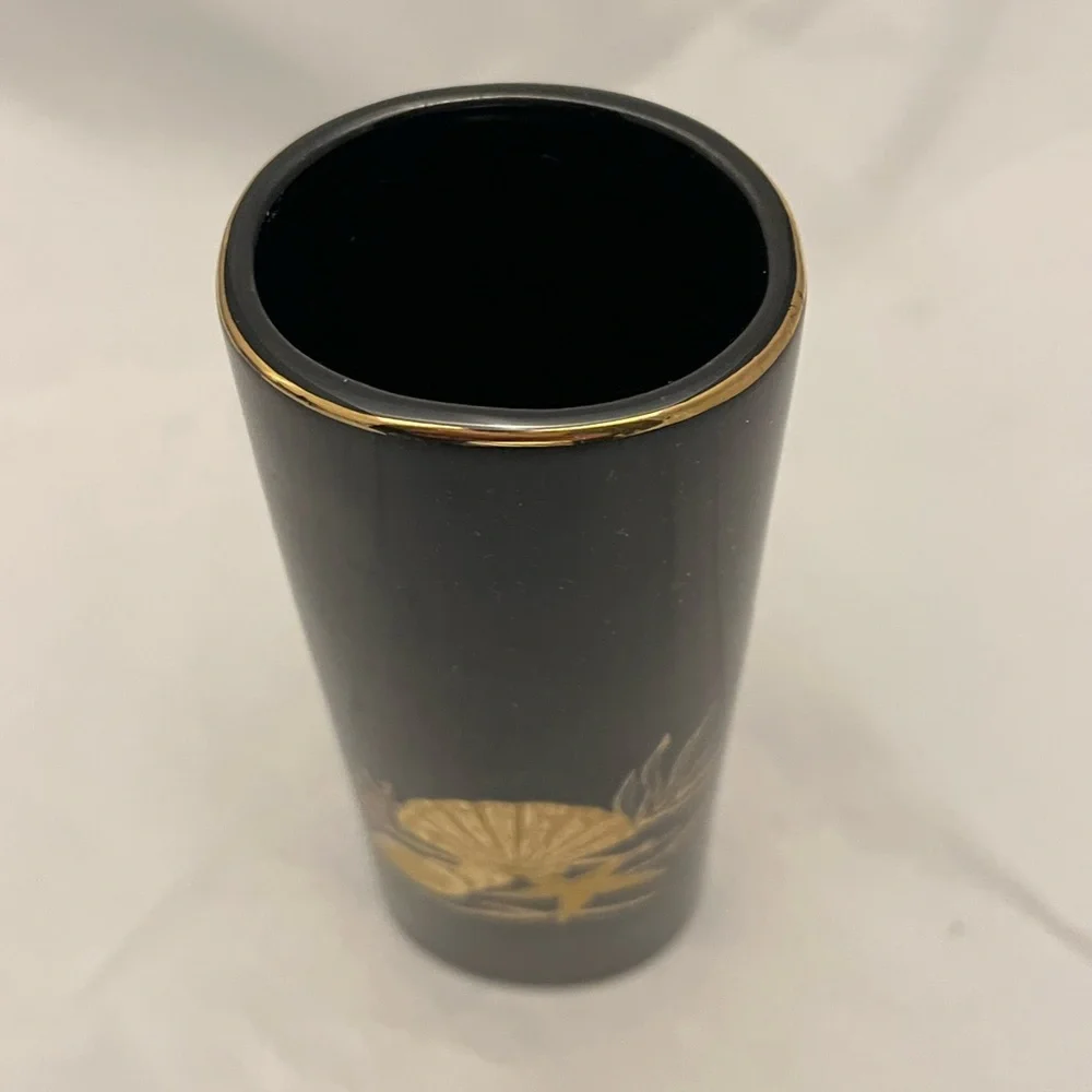 Black Otagiri Scallop Seashell Vase, MCM EUC